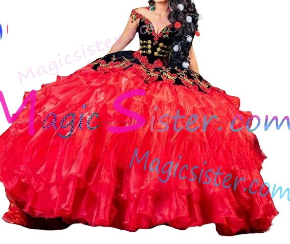 Beautiful Embroidery Charro Quinceanera Dress