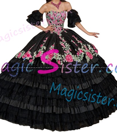 Hotselling Embroidery Charro Quinceanera Dress