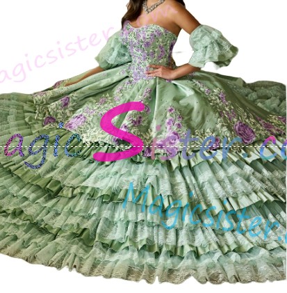 Hotselling Embroidery Charro Quinceanera Dress