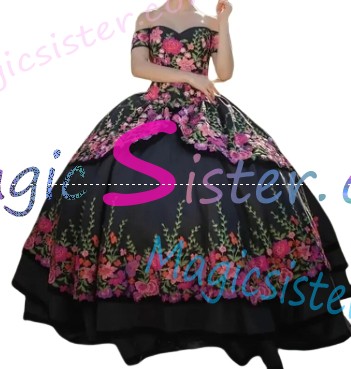 Beautiful Embroidery Charro Quinceanera Dress