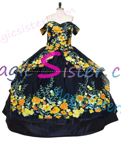 Beautiful Embroidery Charro Quinceanera Dress