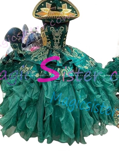 Beautiful Embroidery Charro Quinceanera Dress