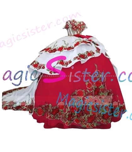 Beautiful Embroidery Charro Quinceanera Dress