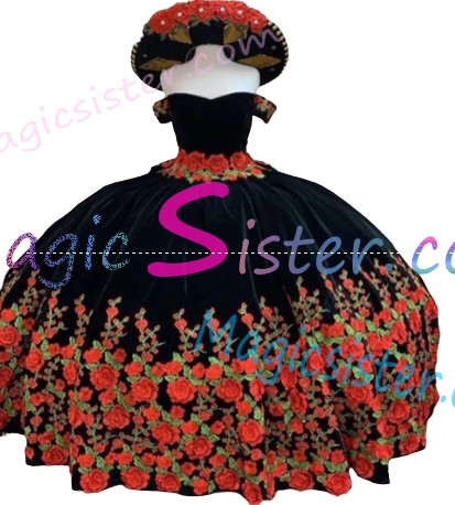 Beautiful Embroidery Charro Quinceanera Dress