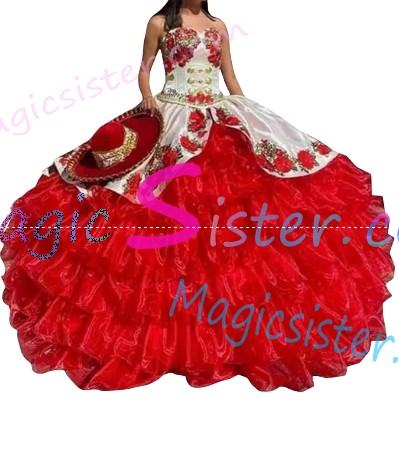 Hot Selling Embroidery Charro Quinceanera Dress