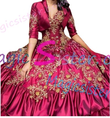 Beautiful Embroidery Charro Quinceanera Dress
