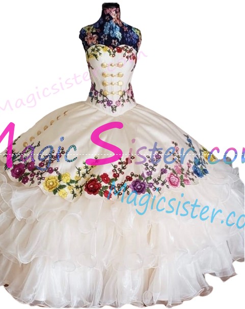 Beautiful Embroidery Charro Quinceanera Dress