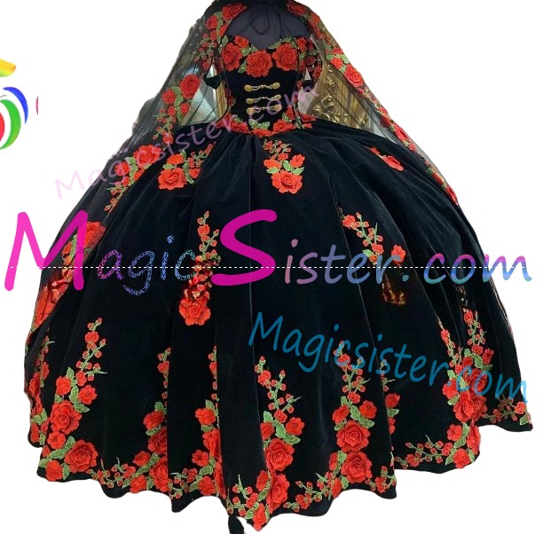 Beautiful Embroidery Charro Quinceanera Dress