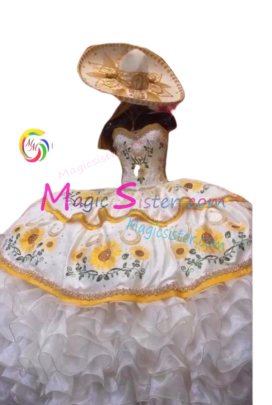 Beautiful Embroidery Charro Quinceanera Dress