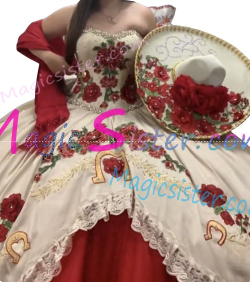 Beautiful Embroidery Charro Quinceanera Dress
