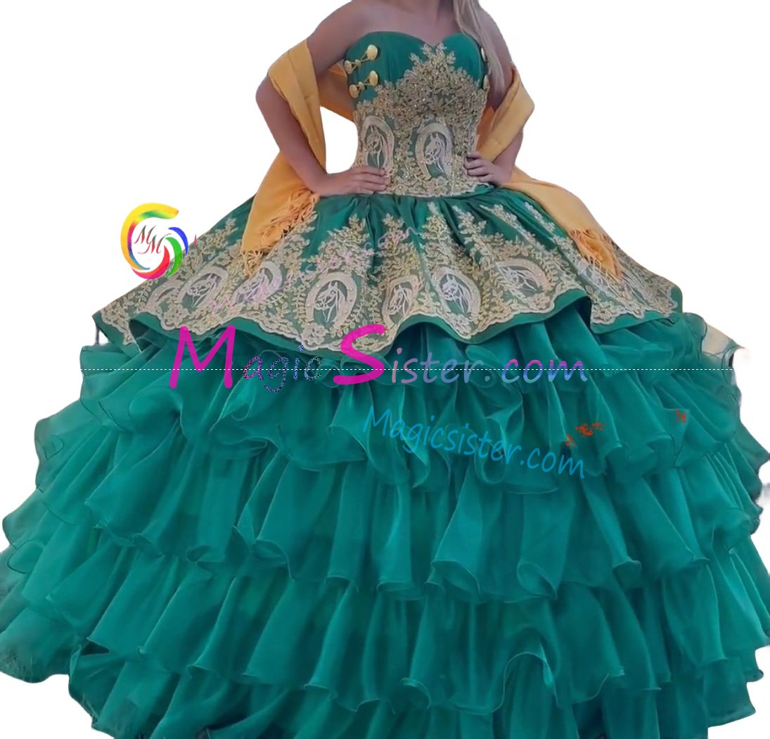 Beautiful Embroidery Charro Quinceanera Dress