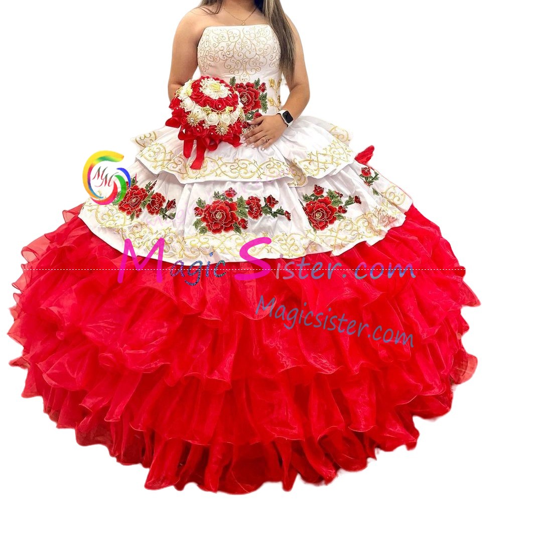 Beautiful Embroidery Charro Quinceanera Dress