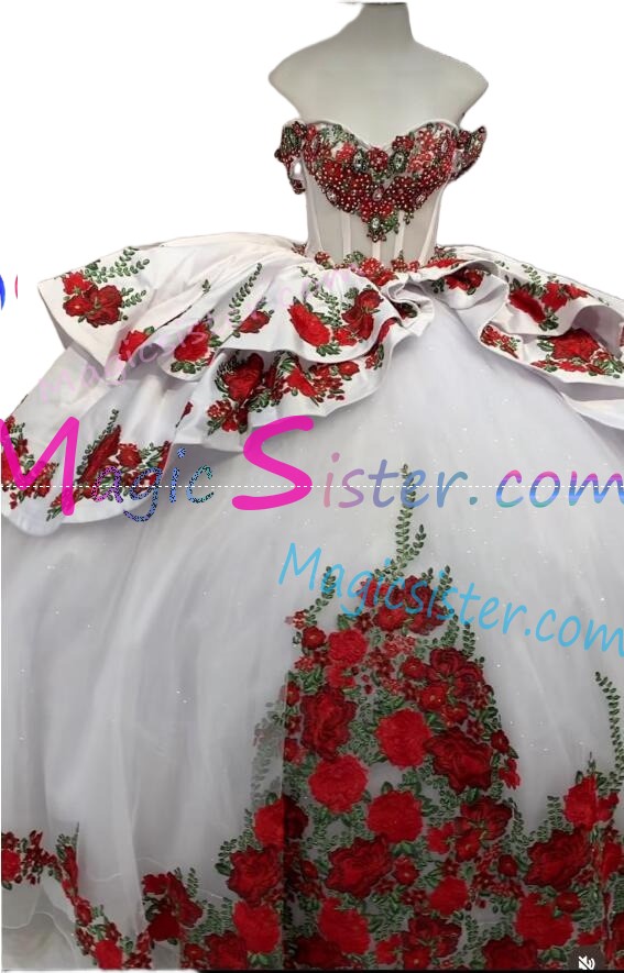 Beautiful Embroidery Charro Quinceanera Dress