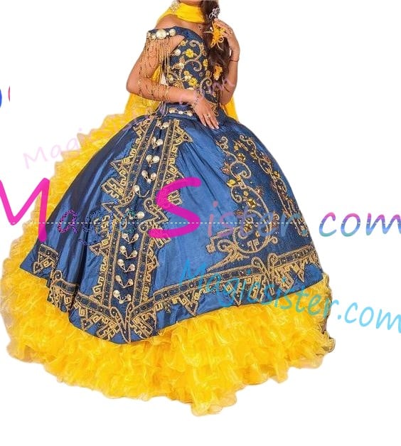 Beautiful Embroidery Charro Quinceanera Dress