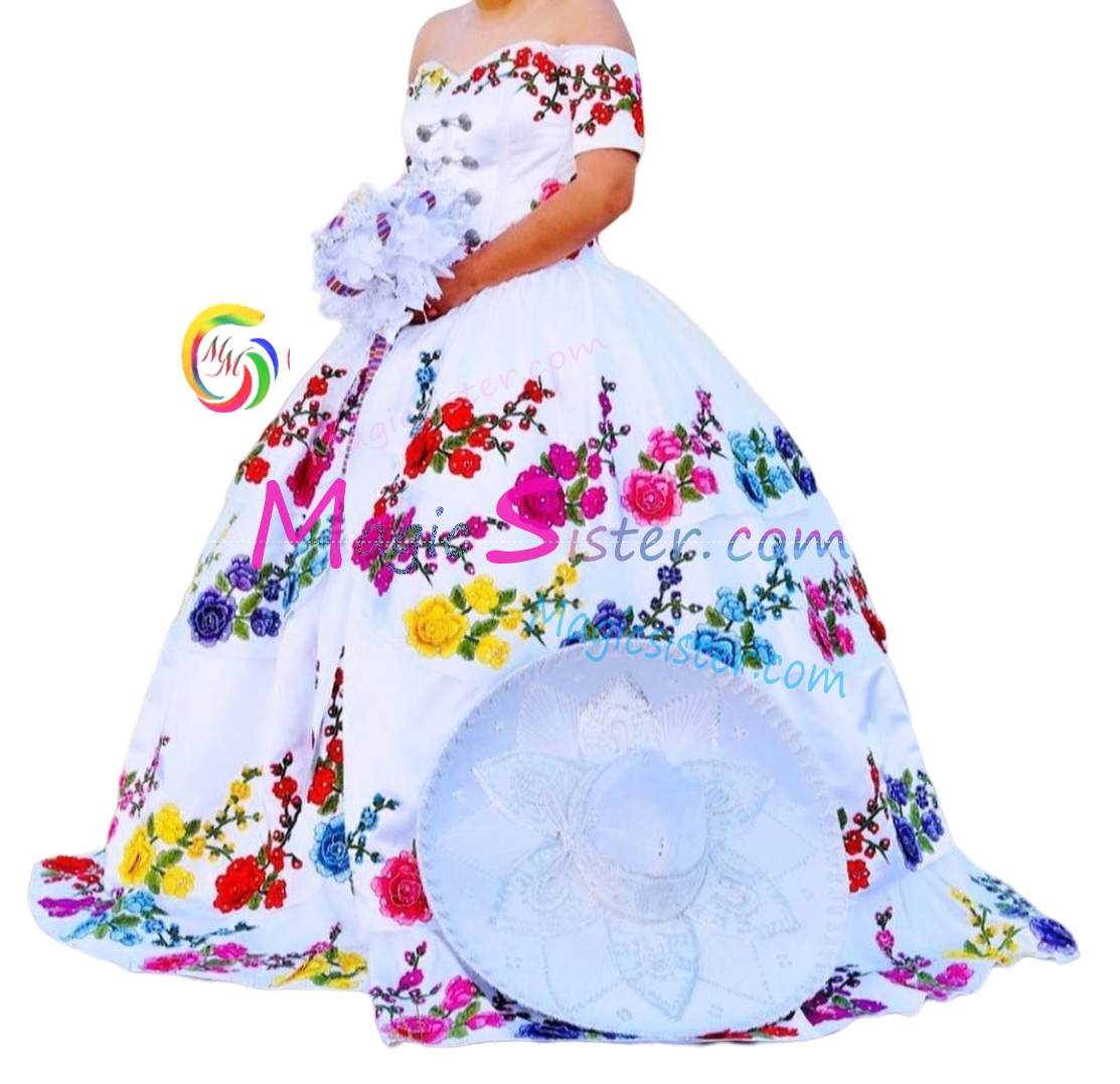 Beautiful Embroidery Charro Quinceanera Dress