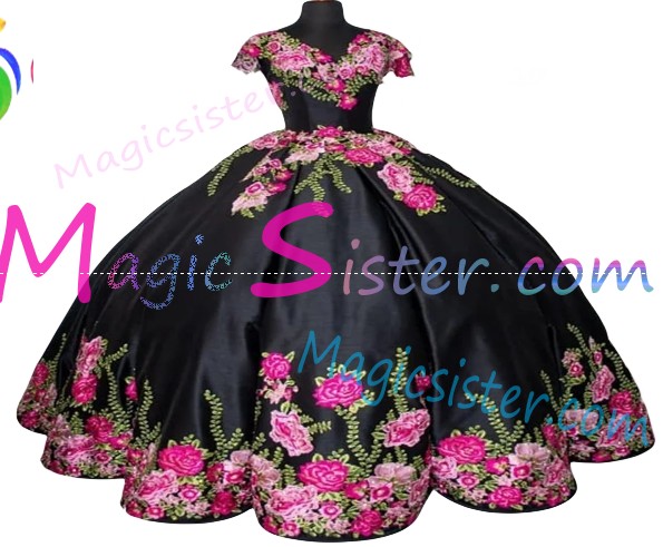 Beautiful Embroidery Charro Quinceanera Dress