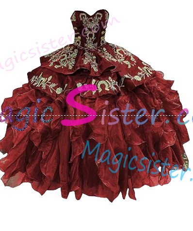 Hot Selling Embroidery Charro Quinceanera Dress