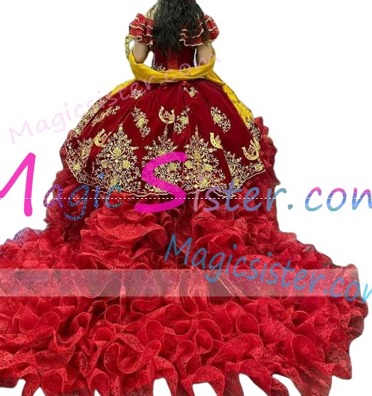 Hotselling Embroidery Charro Quinceanera Dress
