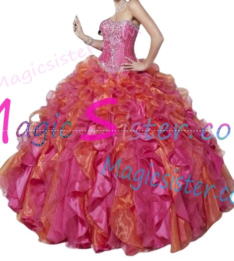 Factory Wholesale Topselling Fushsia Quinceanera Dress