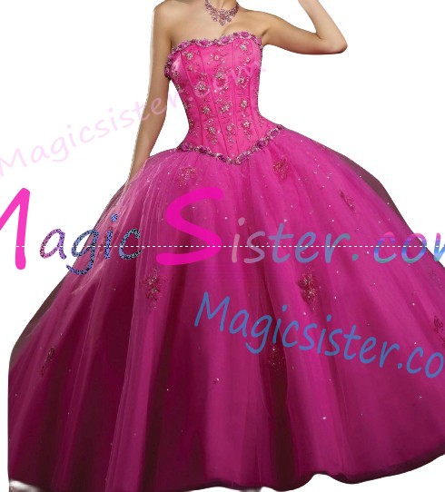 Factory Wholesale Topselling Fushsia Quinceanera Dress