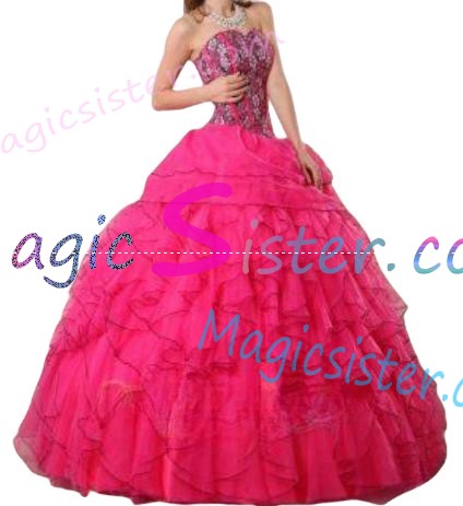 Factory Wholesale Topselling Fushsia Quinceanera Dress