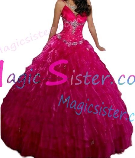 Factory Wholesale Topselling Fushsia Quinceanera Dress