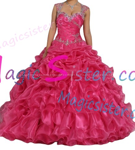 Factory Wholesale Topselling Fushsia Quinceanera Dress