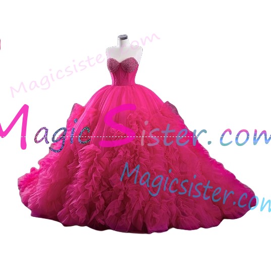 Hotselling Fushsia Quinceanera Dress