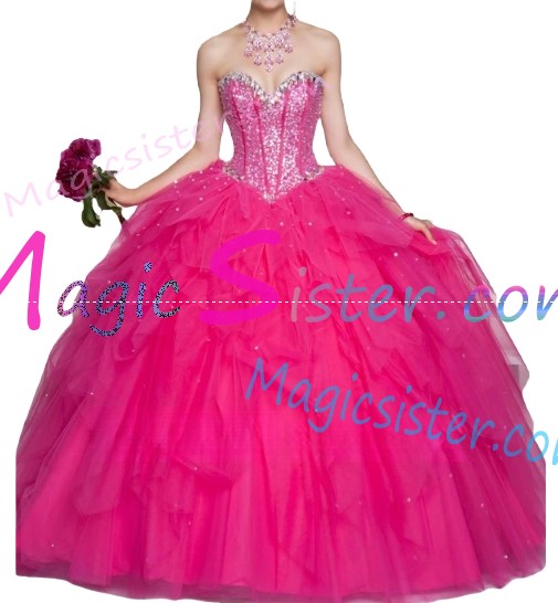 Hotselling Fushsia Quinceanera Dress