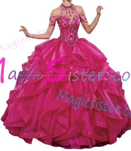 Topselling Luxury Fushsia Quinceanera Dress