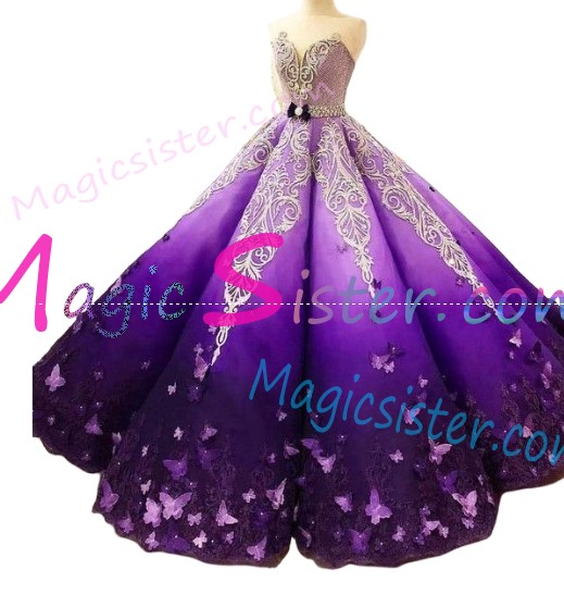 Hotselling Luxurious New Style Butterfly Elegant Quinceanera Dress