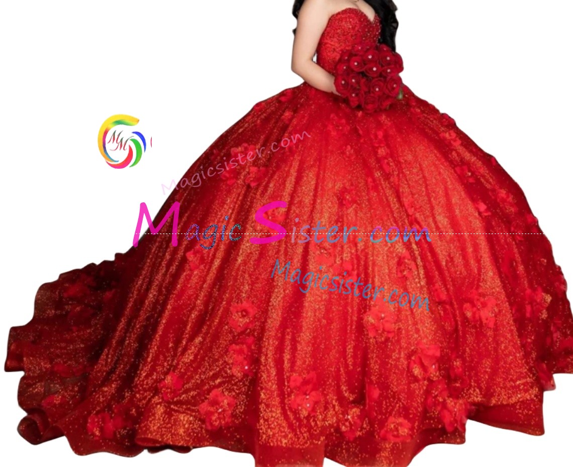 Red Luxurious Elegant Fashionable Quinceanera Dress