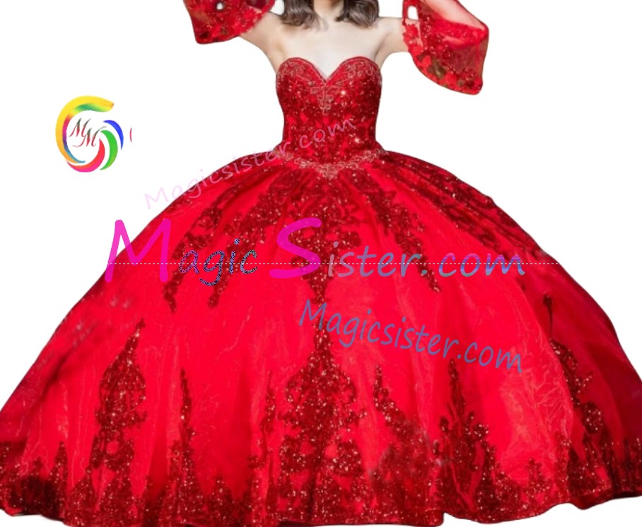 Red Luxurious Elegant Fashionable Quinceanera Dress