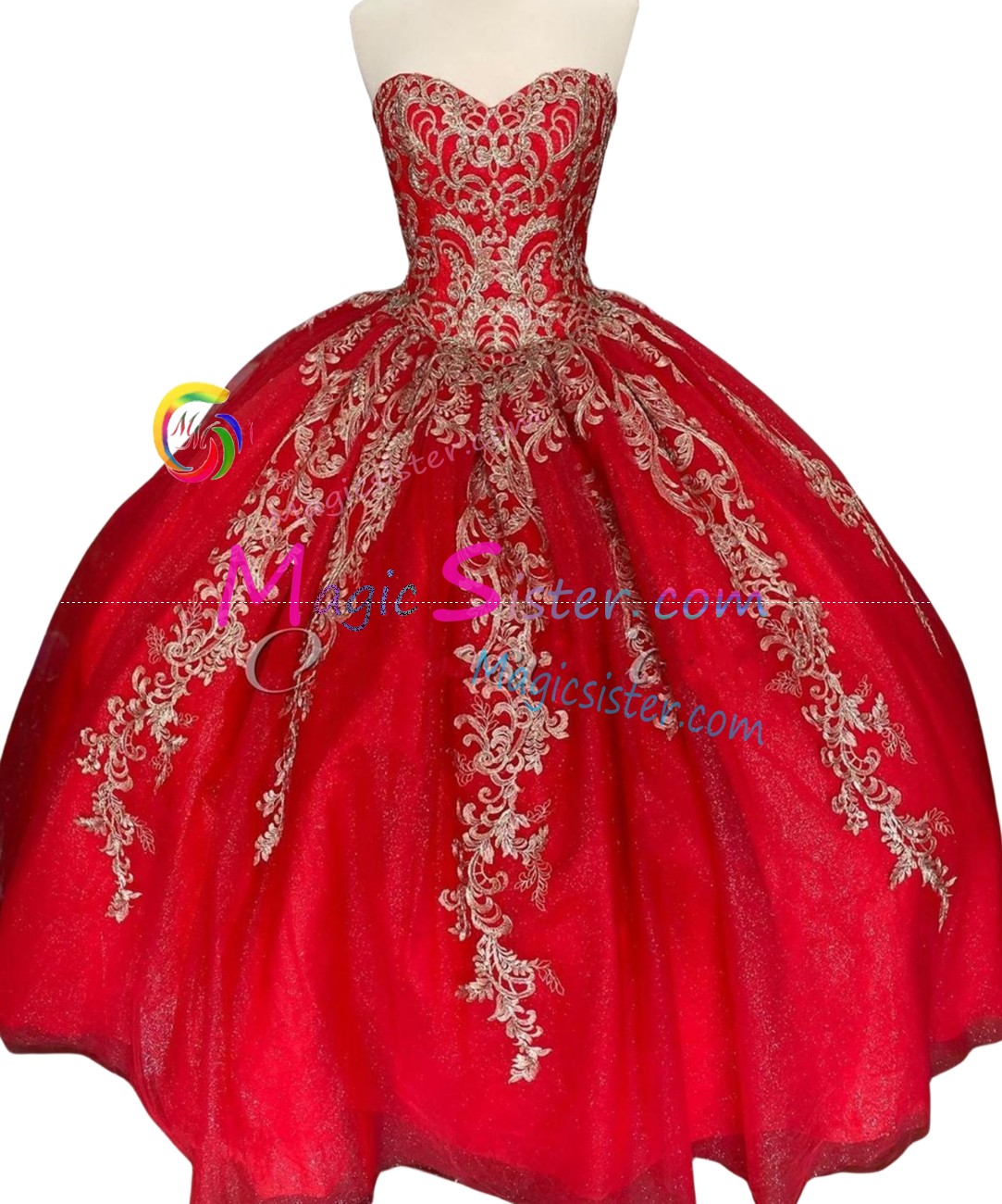 Red Luxurious Elegant Fashionable Quinceanera Dress