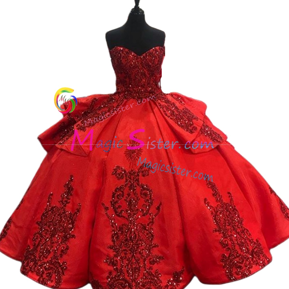 Red Luxurious Elegant Fashionable Quinceanera Dress