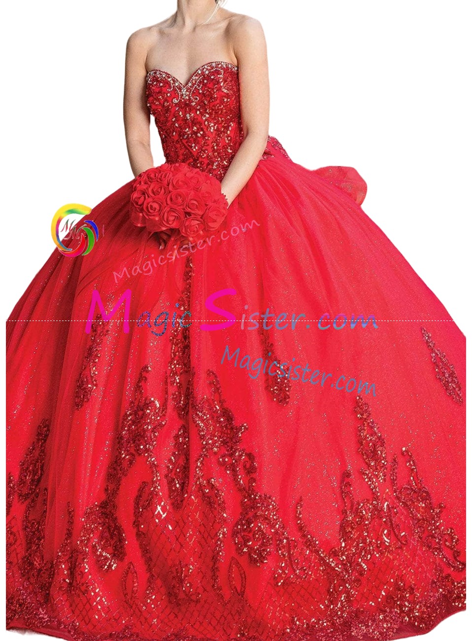 Red Luxurious Elegant Fashionable Quinceanera Dress