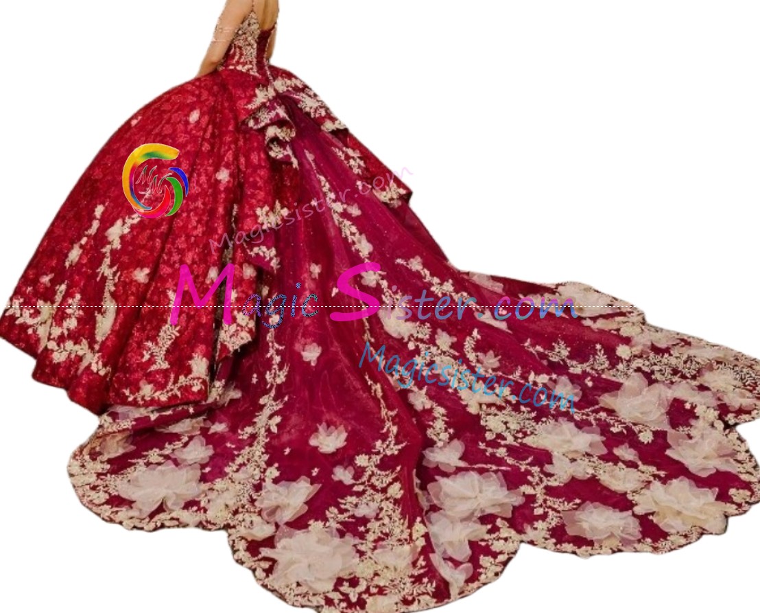 Red Luxurious Elegant Fashionable Quinceanera Dress