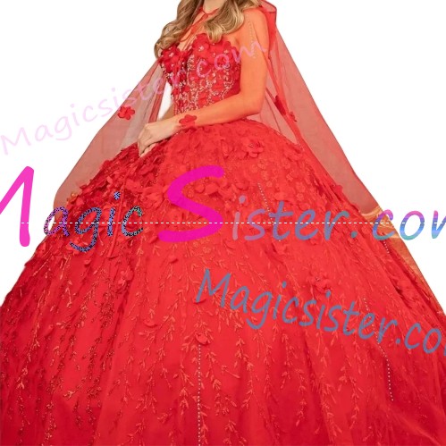 Red Luxurious Elegant Fashionable Quinceanera Dress