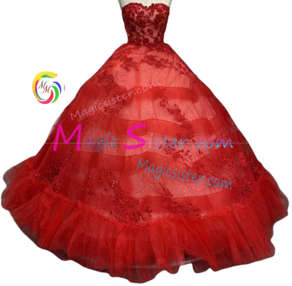 Red Luxurious Elegant Fashionable Quinceanera Dress