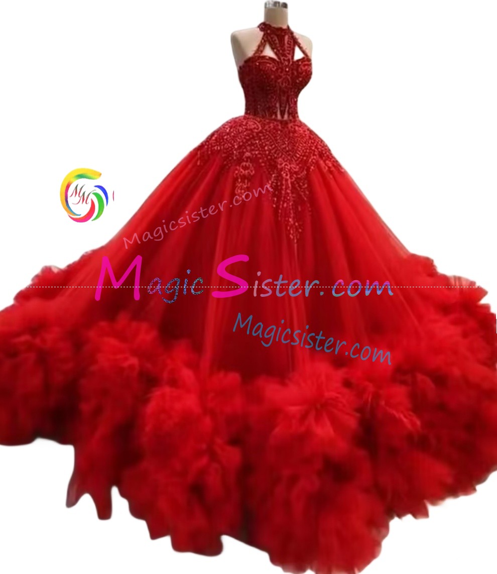 Red Luxurious Elegant Fashionable Quinceanera Dress