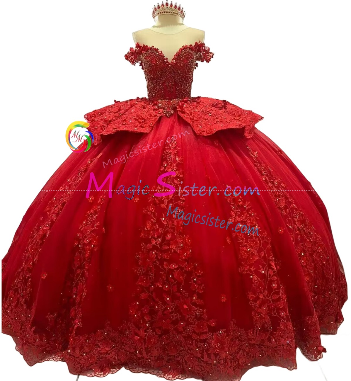 Red Luxurious Elegant Fashionable Quinceanera Dress