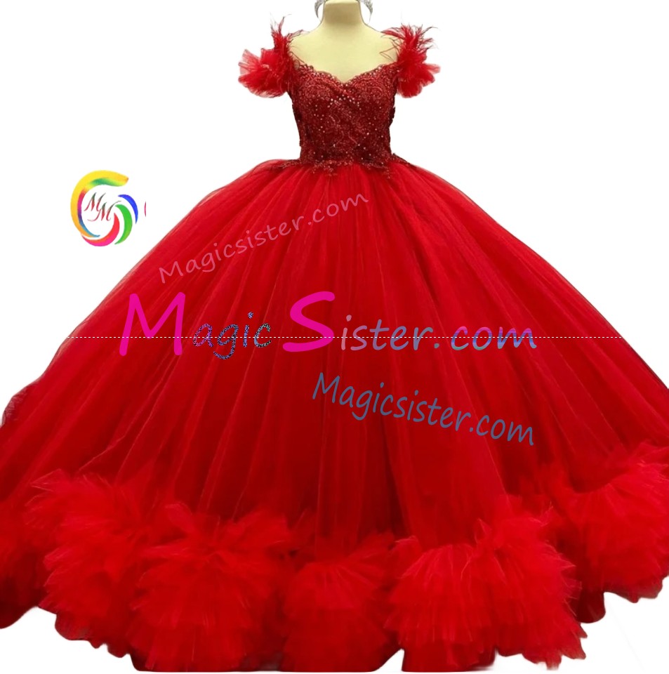 Topselling Luxurious Elegant Fashionable Red Quinceanera Dress