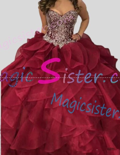 Hotselling Factory Wholesale Burgundy Quinceanera Dress