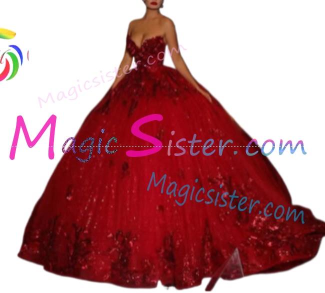 Hotselling Luxury Burgundy Quinceanera Dress