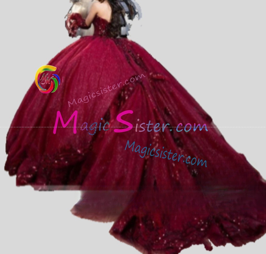 Hotselling Beautiful Burgundy Quinceanera Dress