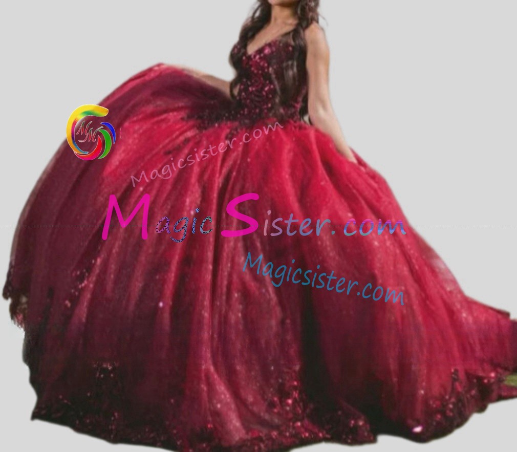 Hotselling Beautiful Burgundy Quinceanera Dress