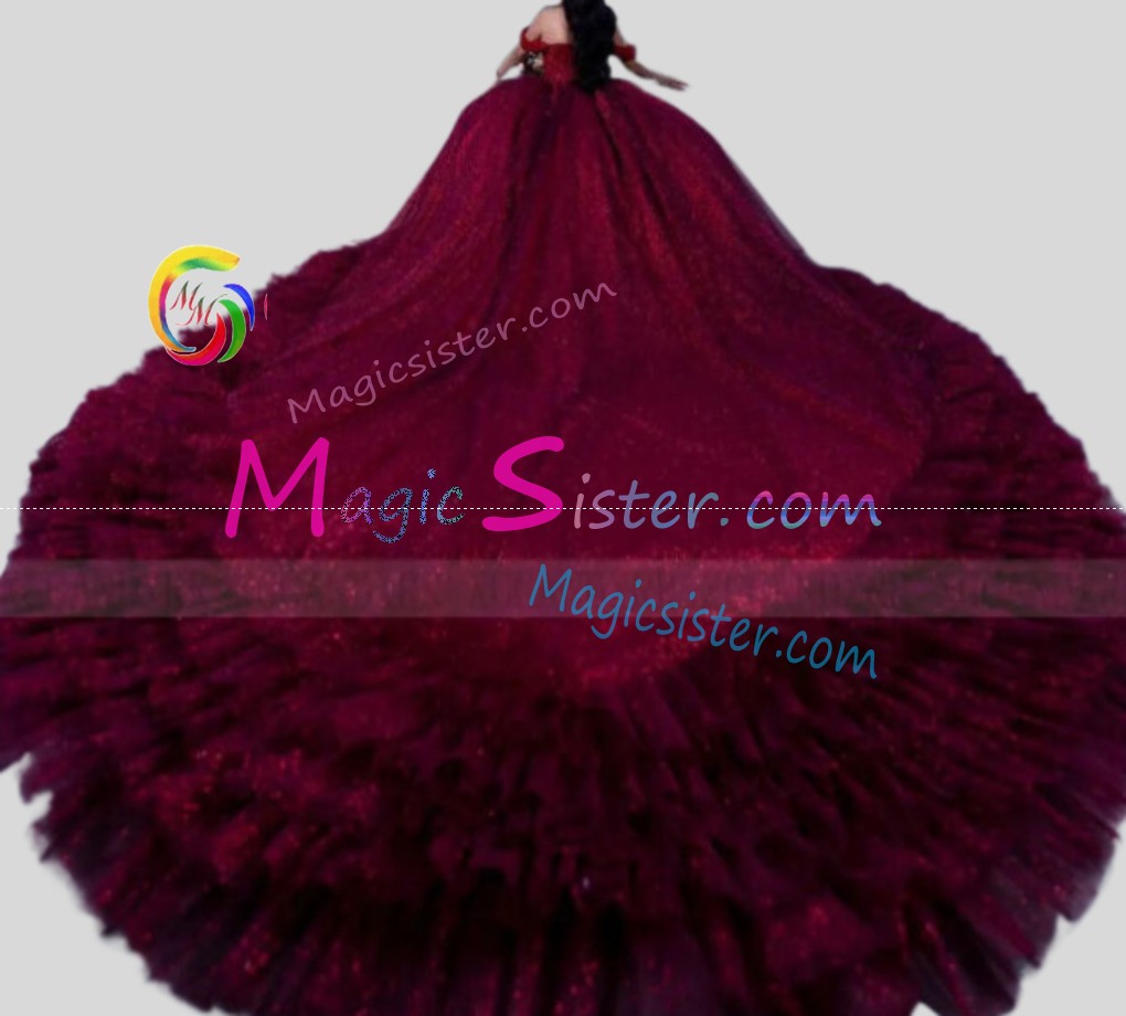 Hotselling Beautiful Burgundy Quinceanera Dress