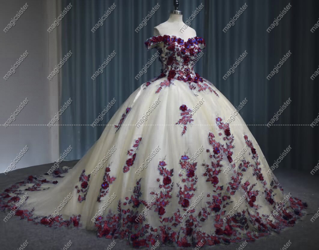 Instock Factory Lace Embroidery Quinceanera Dress
