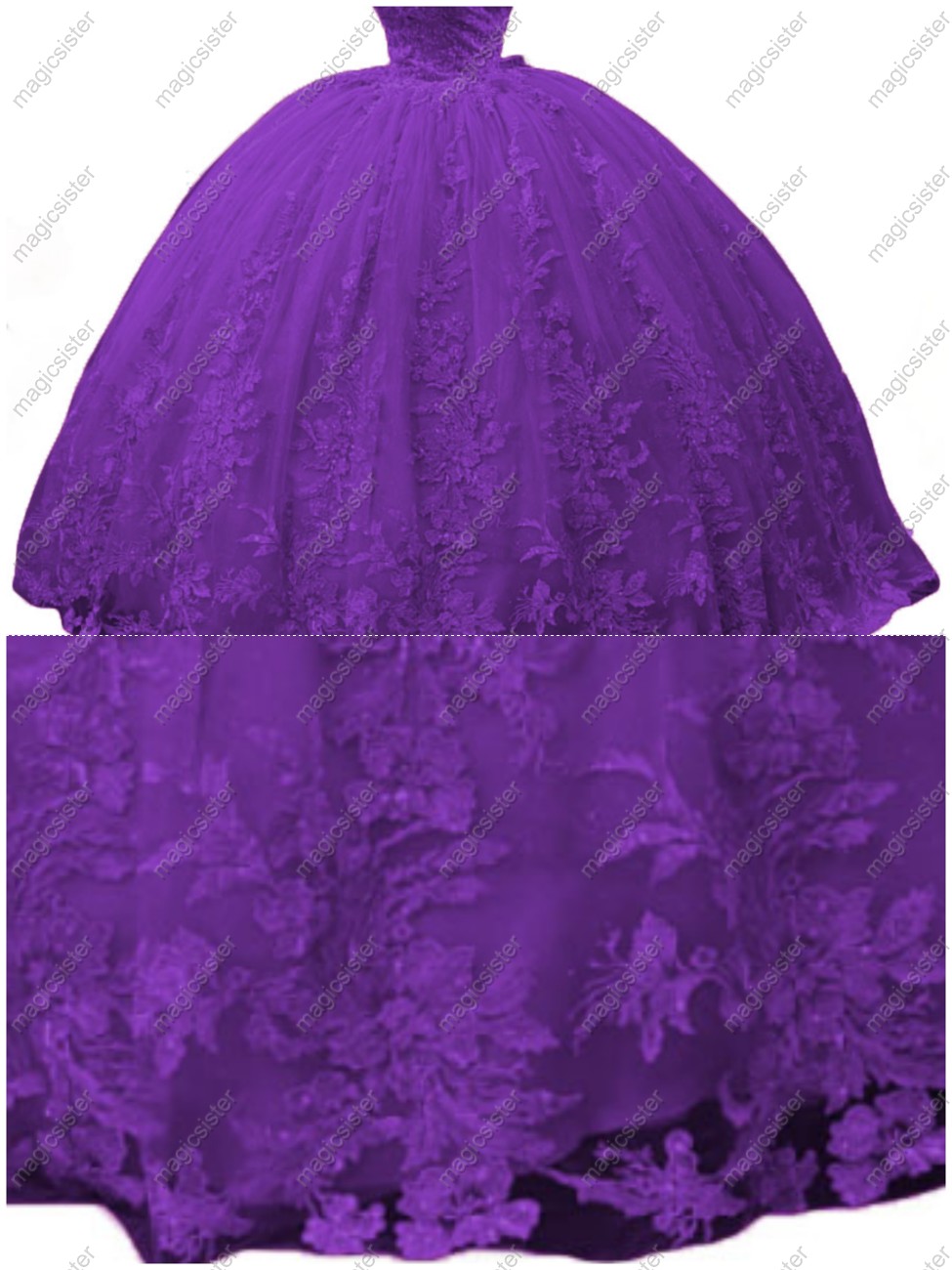 Glitter Factory Wholesale Floral Appliques Quinceanera Dress