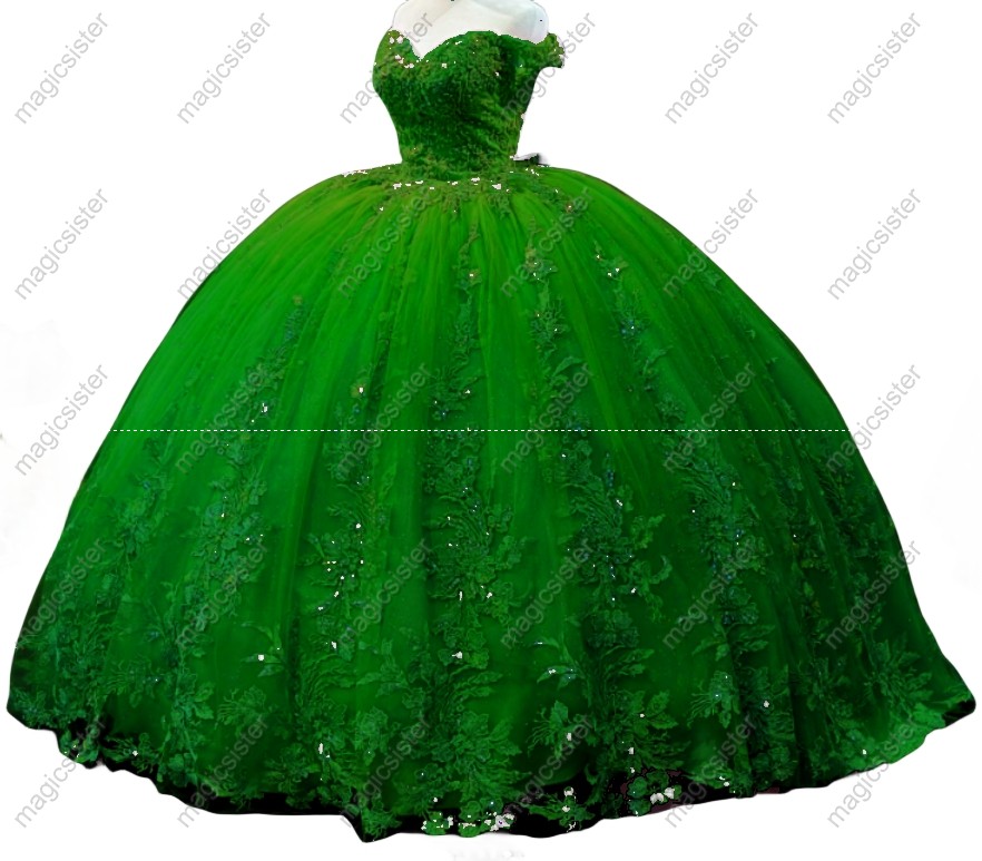 Glitter Factory Wholesale Floral Appliques Quinceanera Dress